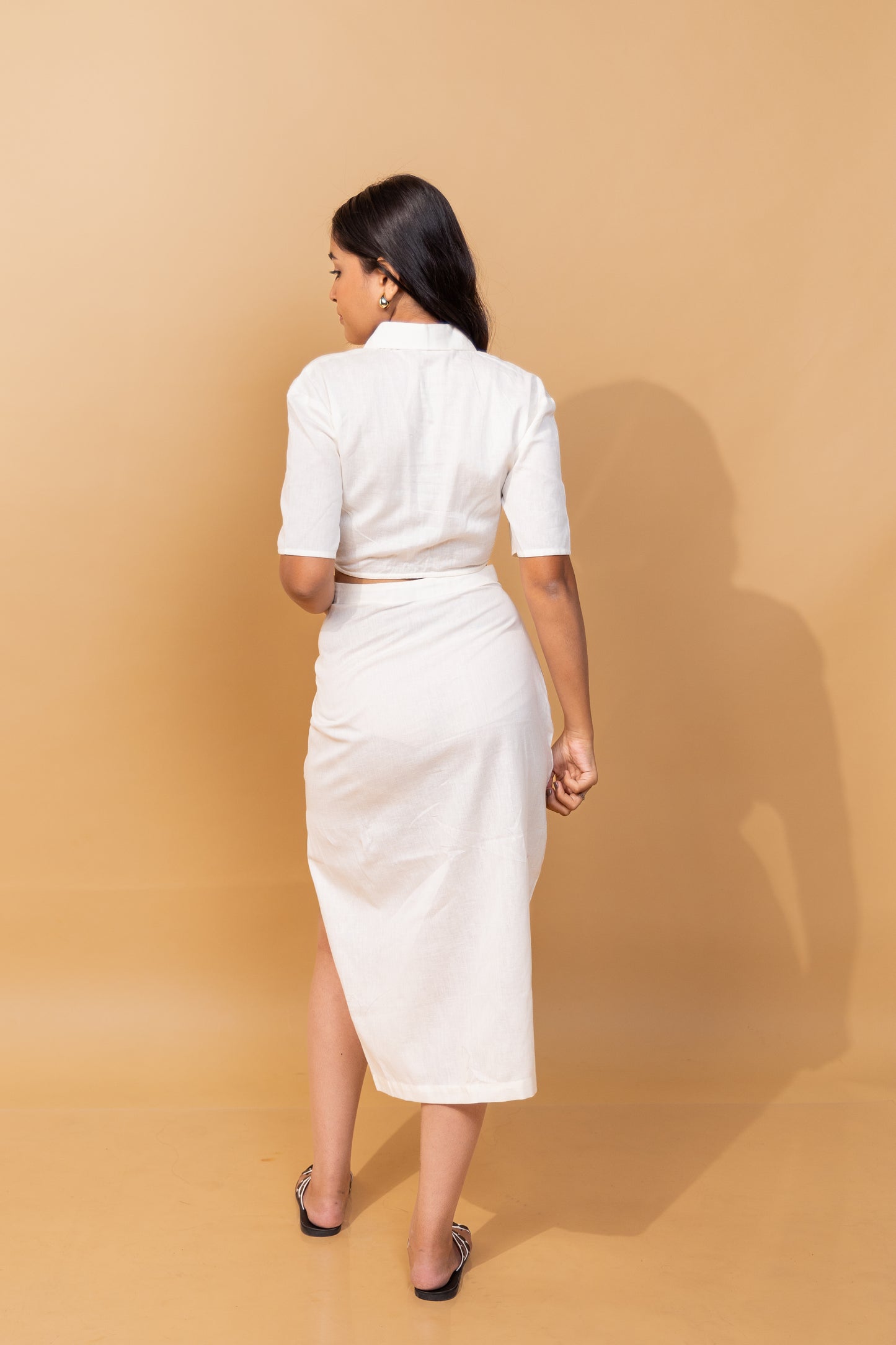 ASYMMETRY SHIRT WITH PLEATED SKIRT