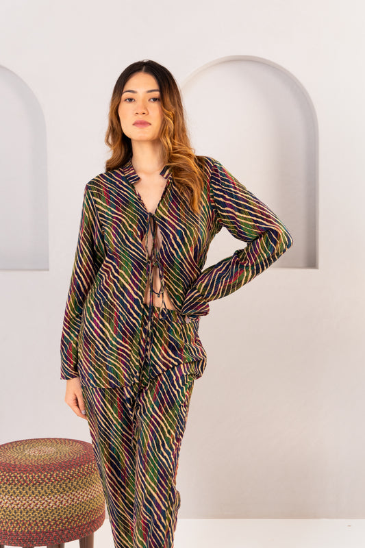 TIE-DETAIL BLOUSE WITH PANTS