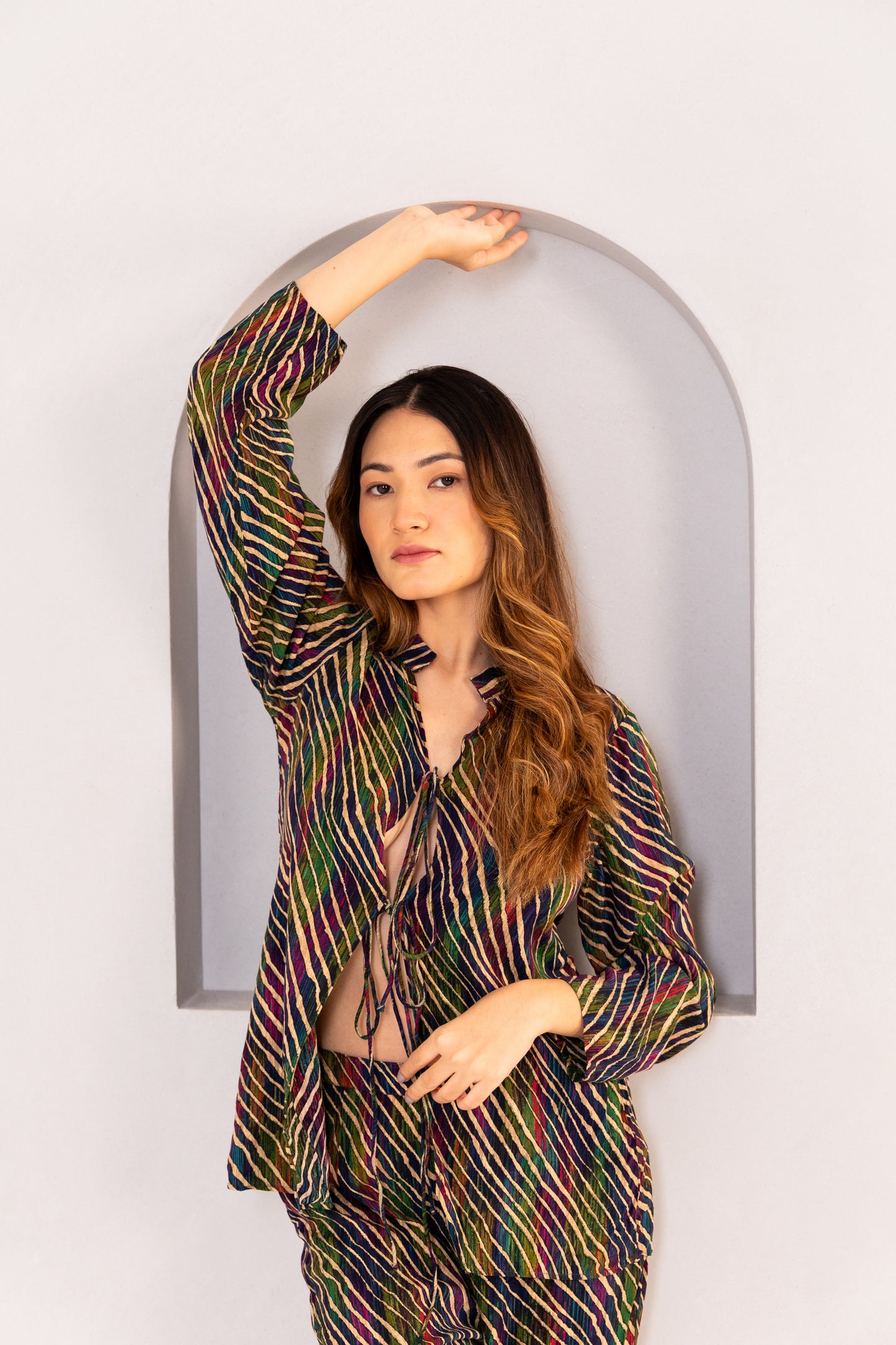 TIE-DETAIL BLOUSE WITH PANTS