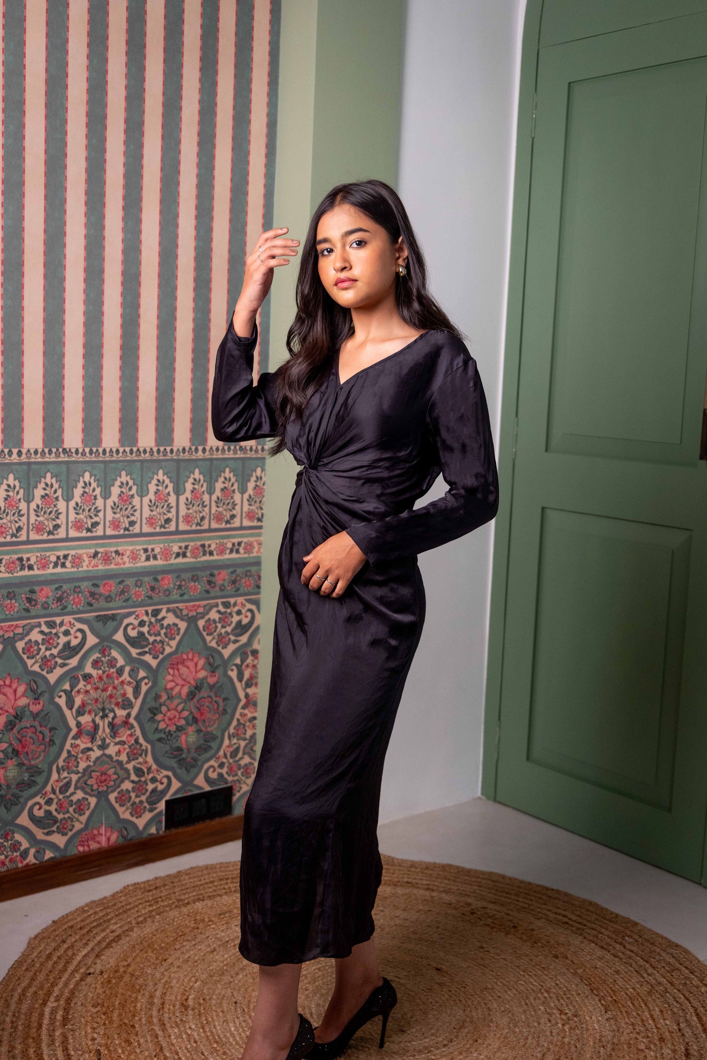 TWO TONE KNOT DRESS -  ARGENTINAN BLUE
