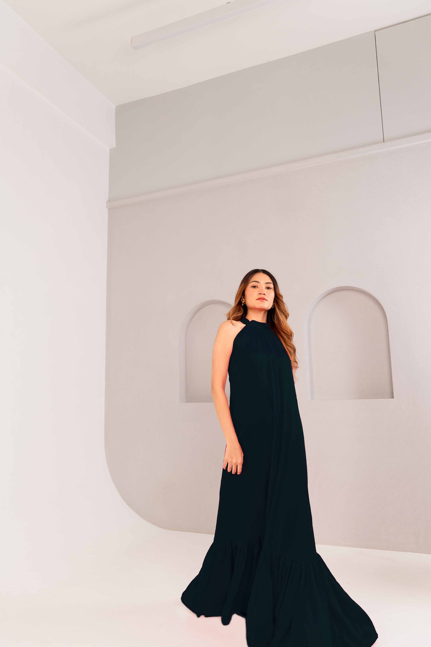 TIERED MAXI DRESS - JET BLACK
