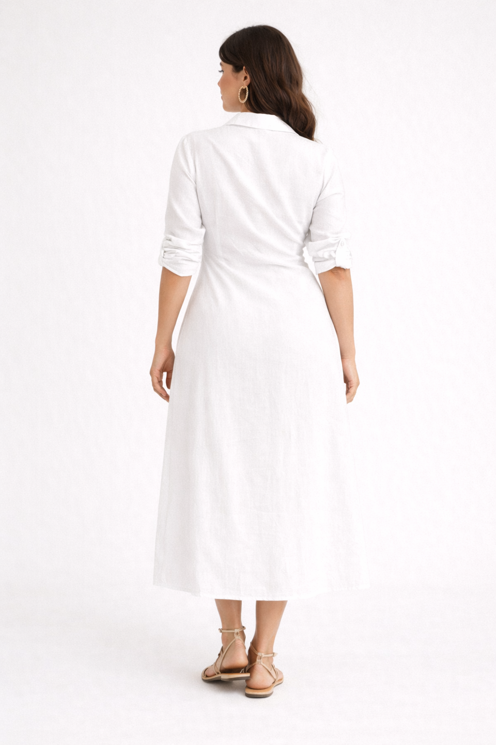 SOLID COTTON SHIRTDRESS - BLACK