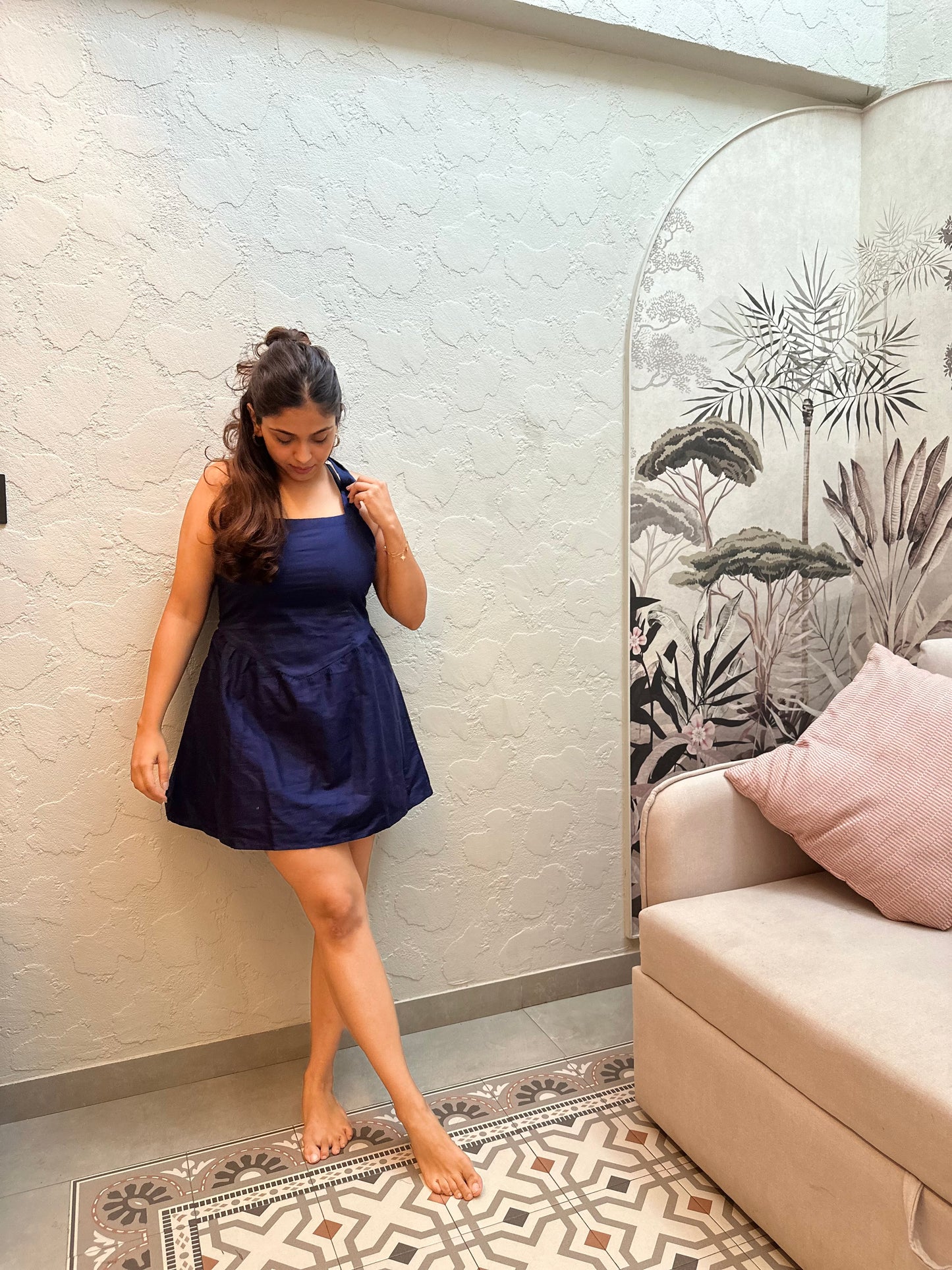 PEONY HALO IN PURE COTTON SHORT DRESS - BUTTER YELLOW