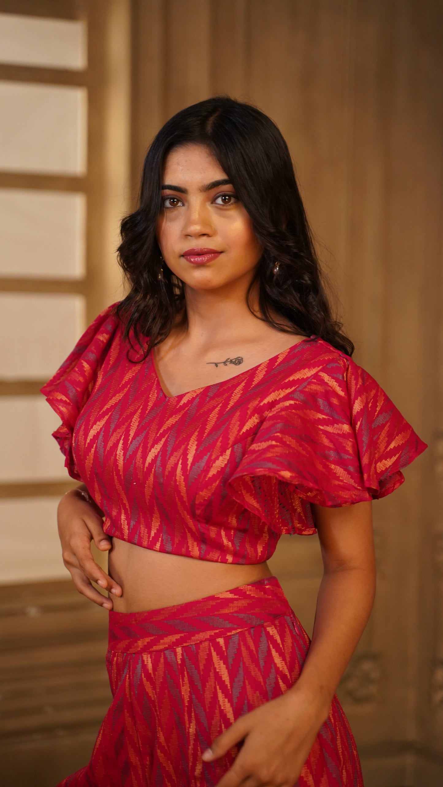PINK FLARED BLOUSE WITH PALAZZO CO-ORDS