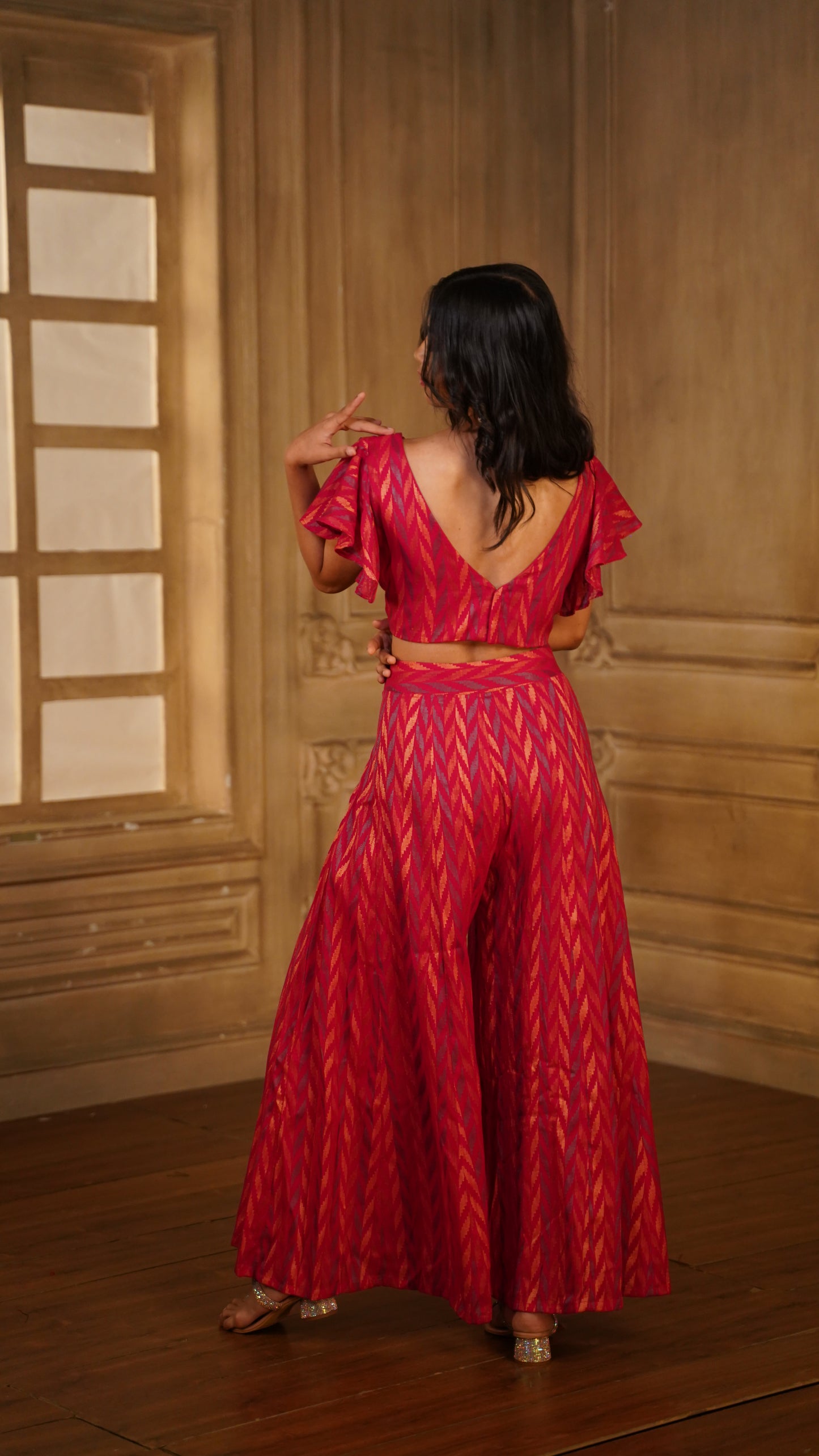 PINK FLARED BLOUSE WITH PALAZZO CO-ORDS