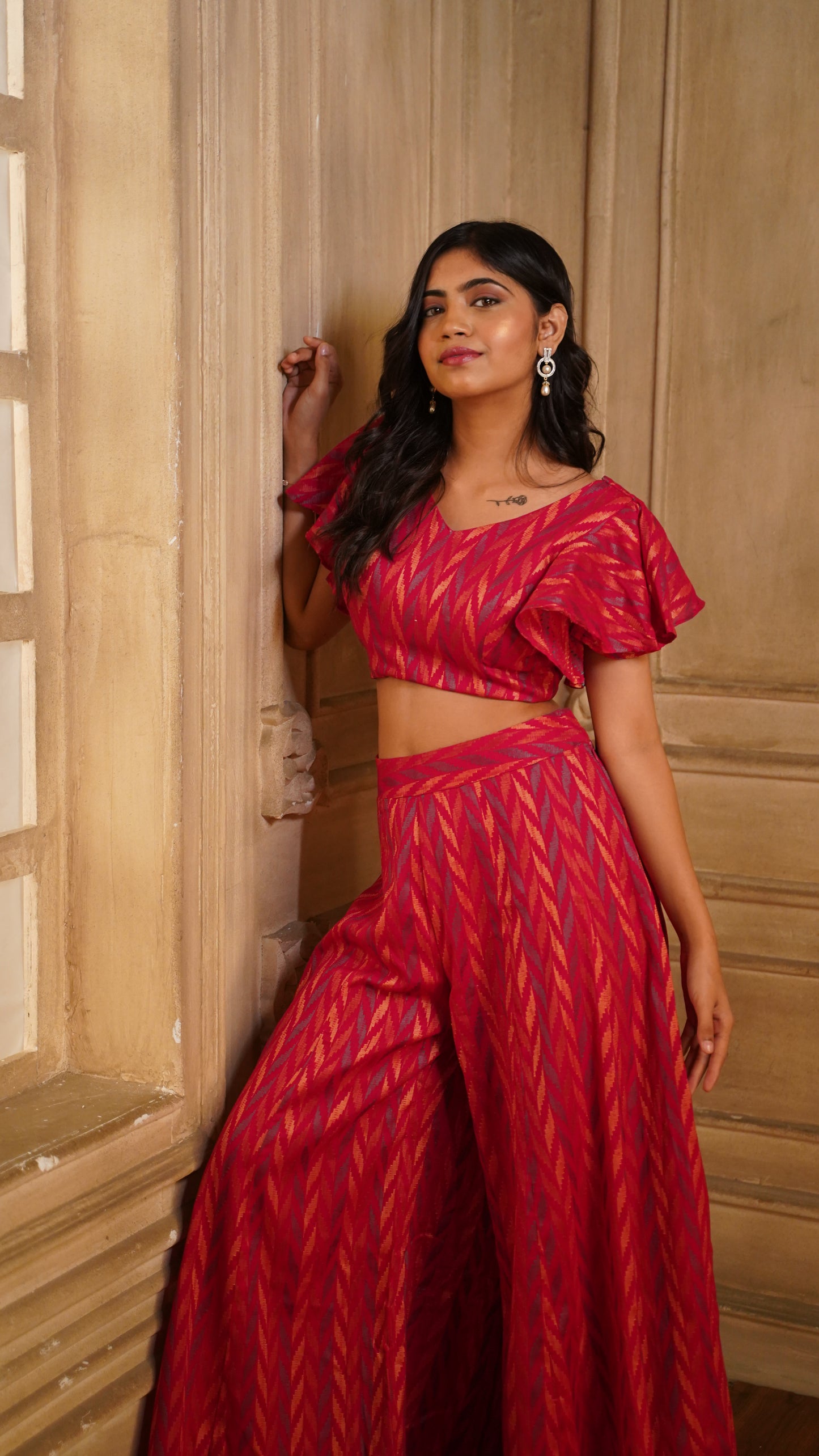 PINK FLARED BLOUSE WITH PALAZZO CO-ORDS