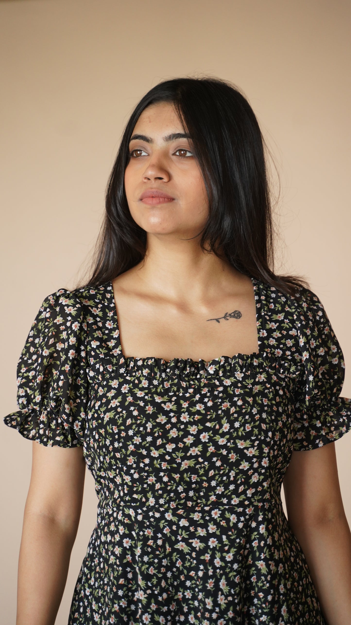 DARK FLORAL LONG DRESS