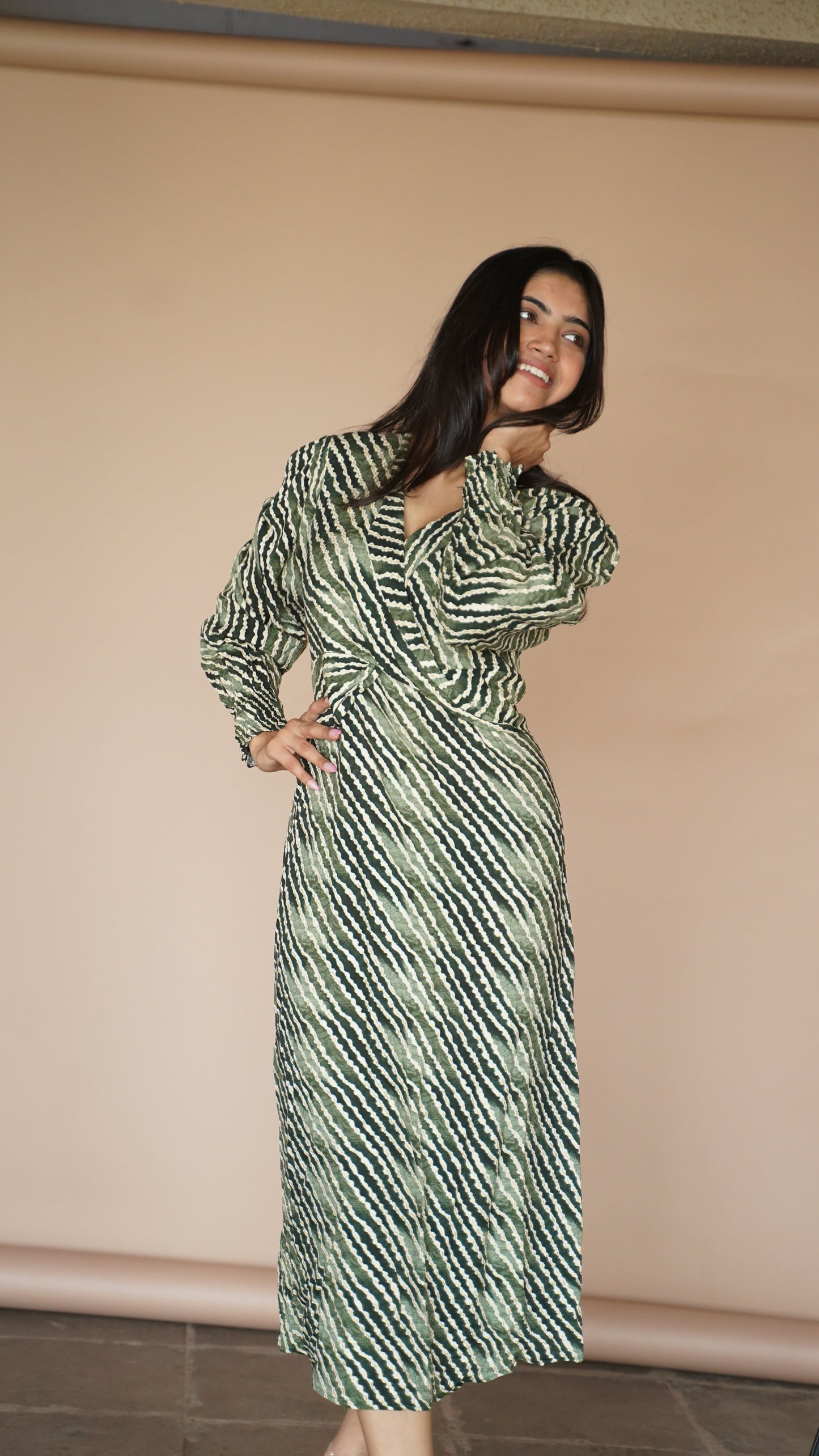 STRIPED LONG DRESS - PURPLE