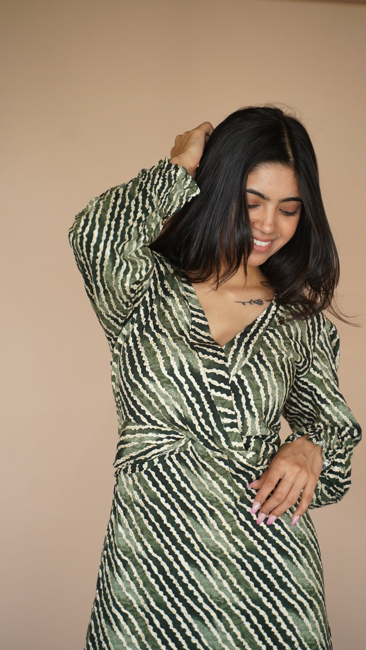 STRIPED LONG DRESS - PURPLE