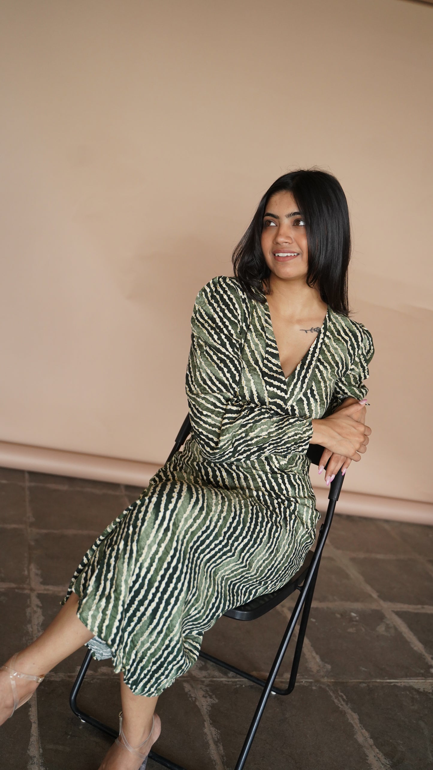 STRIPED LONG DRESS - PURPLE