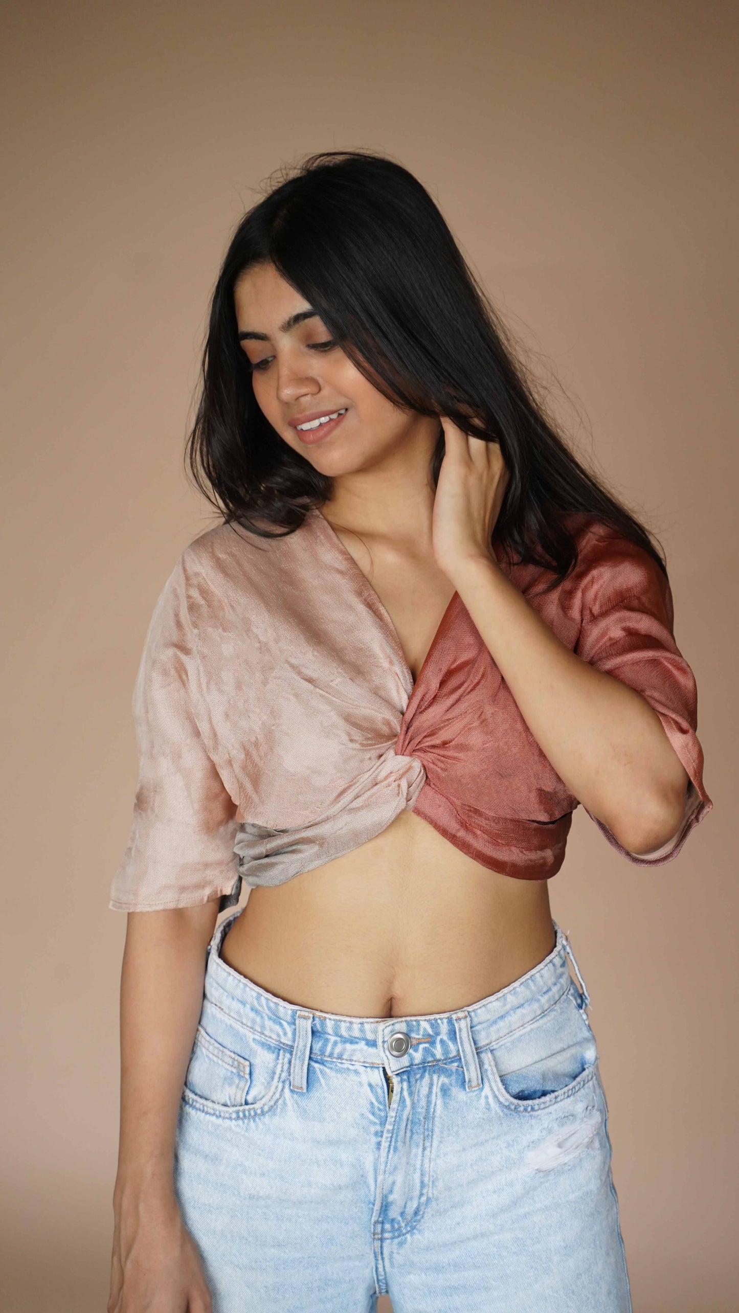 REVERSIBLE SHADED KNOT TOP - WINE SHADED