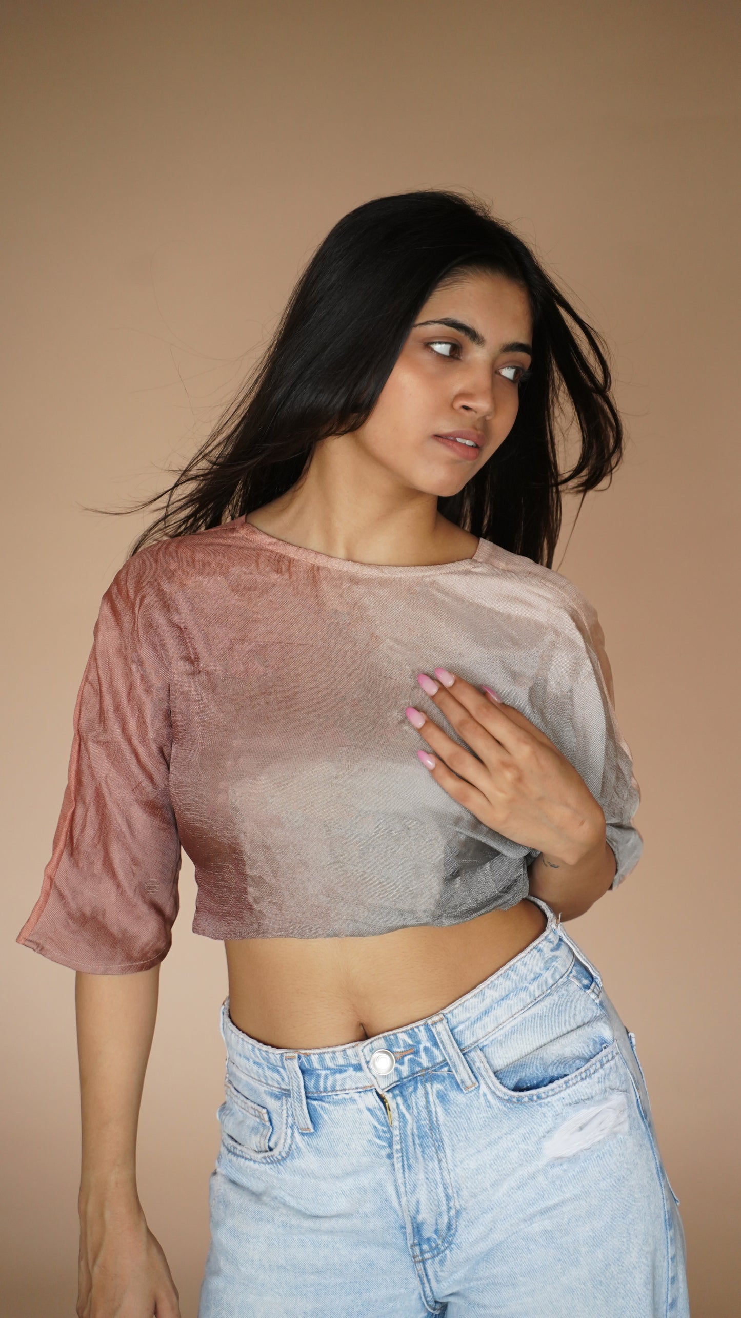 REVERSIBLE SHADED KNOT TOP - WINE SHADED