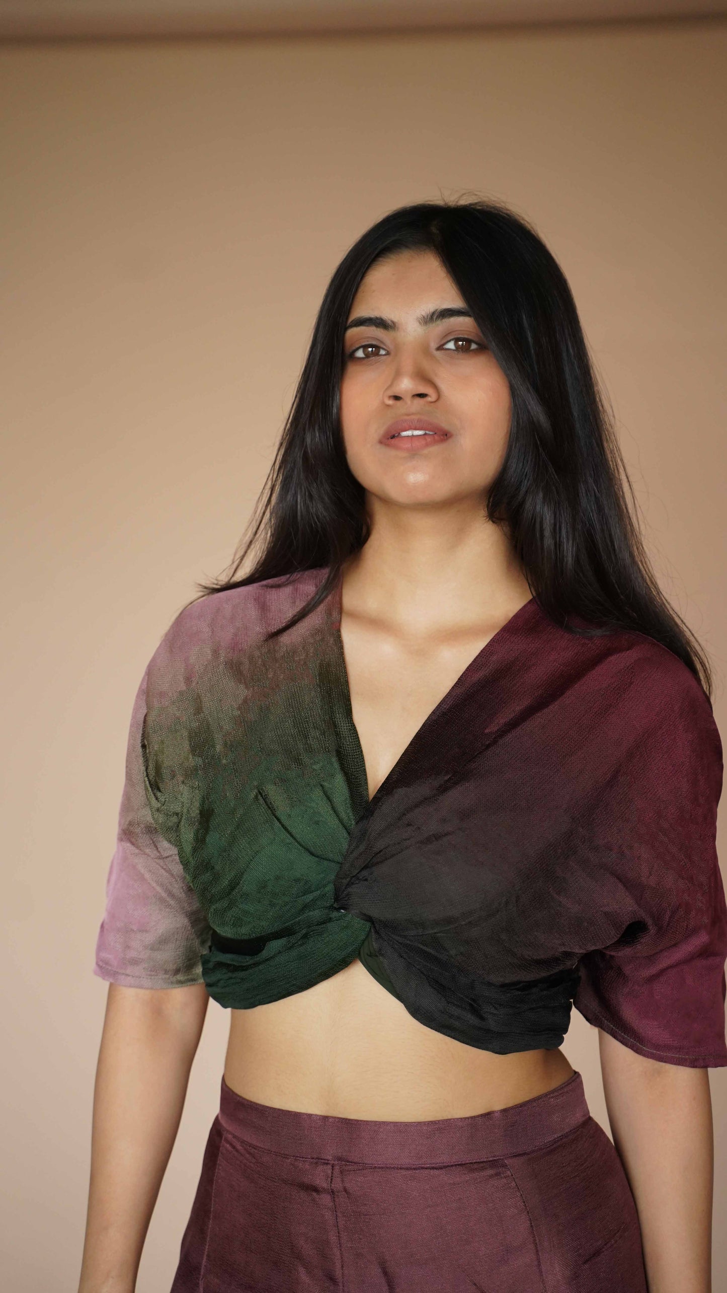REVERSIBLE SHADED KNOT TOP - WINE SHADED