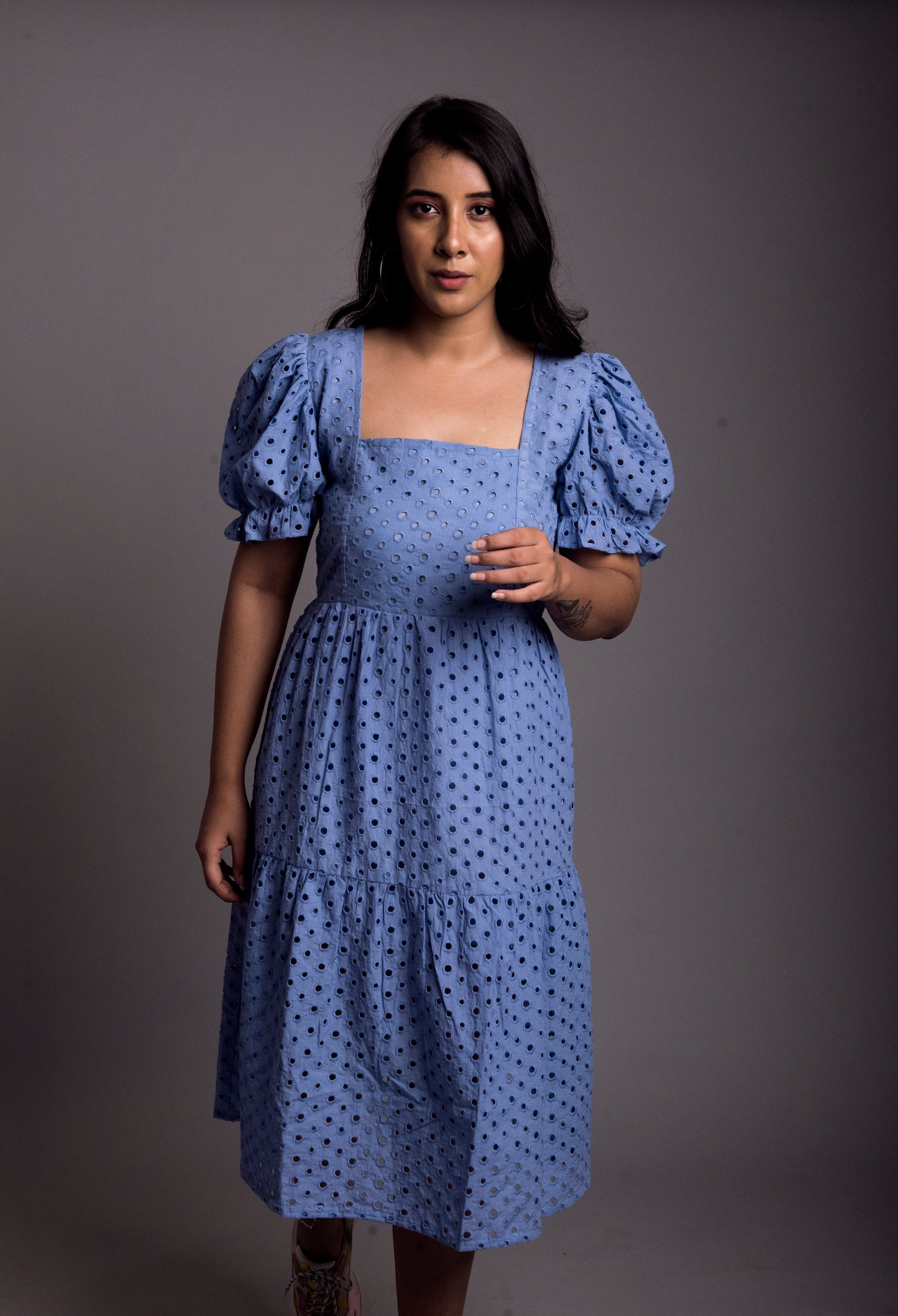 CUT-WORK EMBROIDERED DRESS