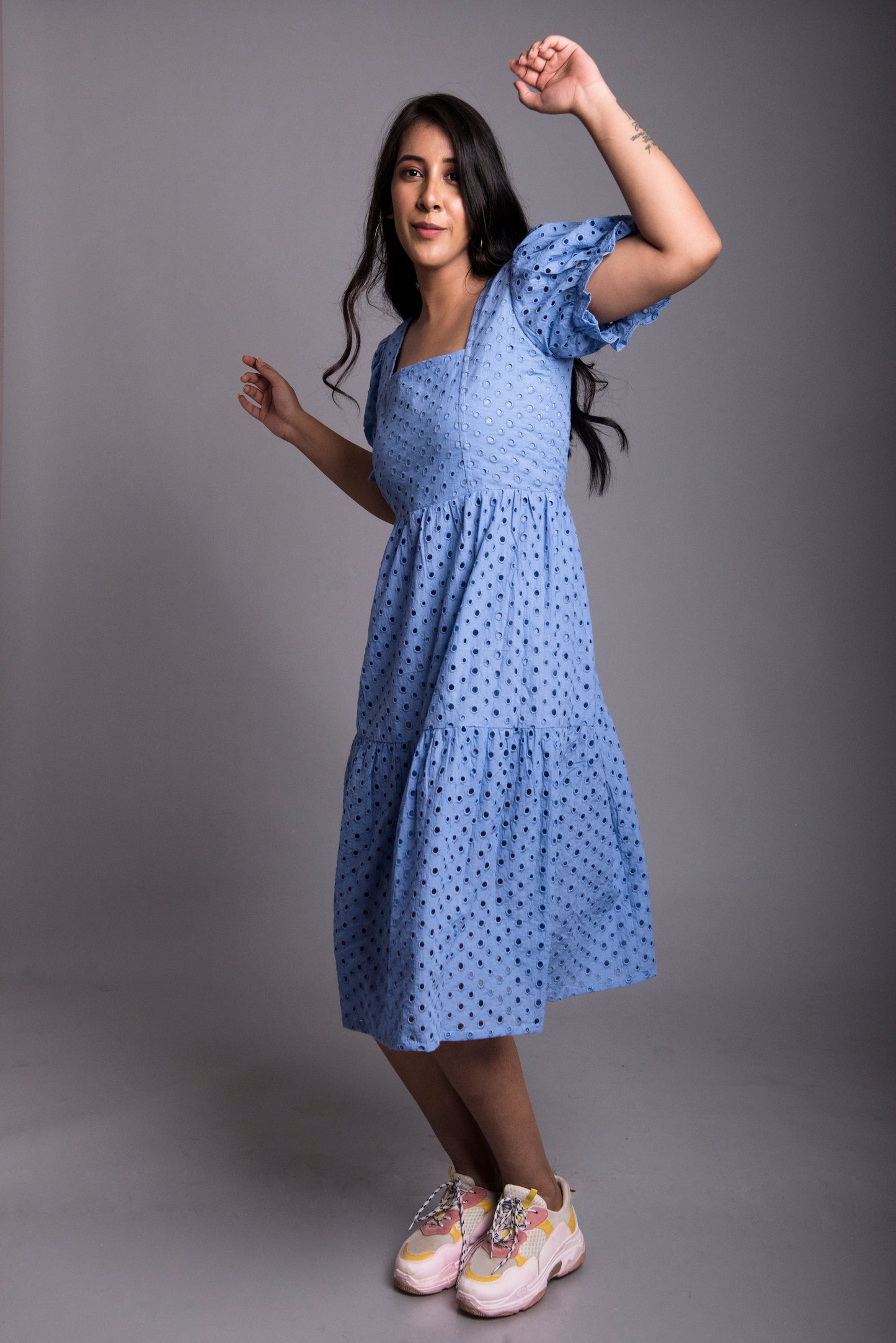 CUT-WORK EMBROIDERED DRESS