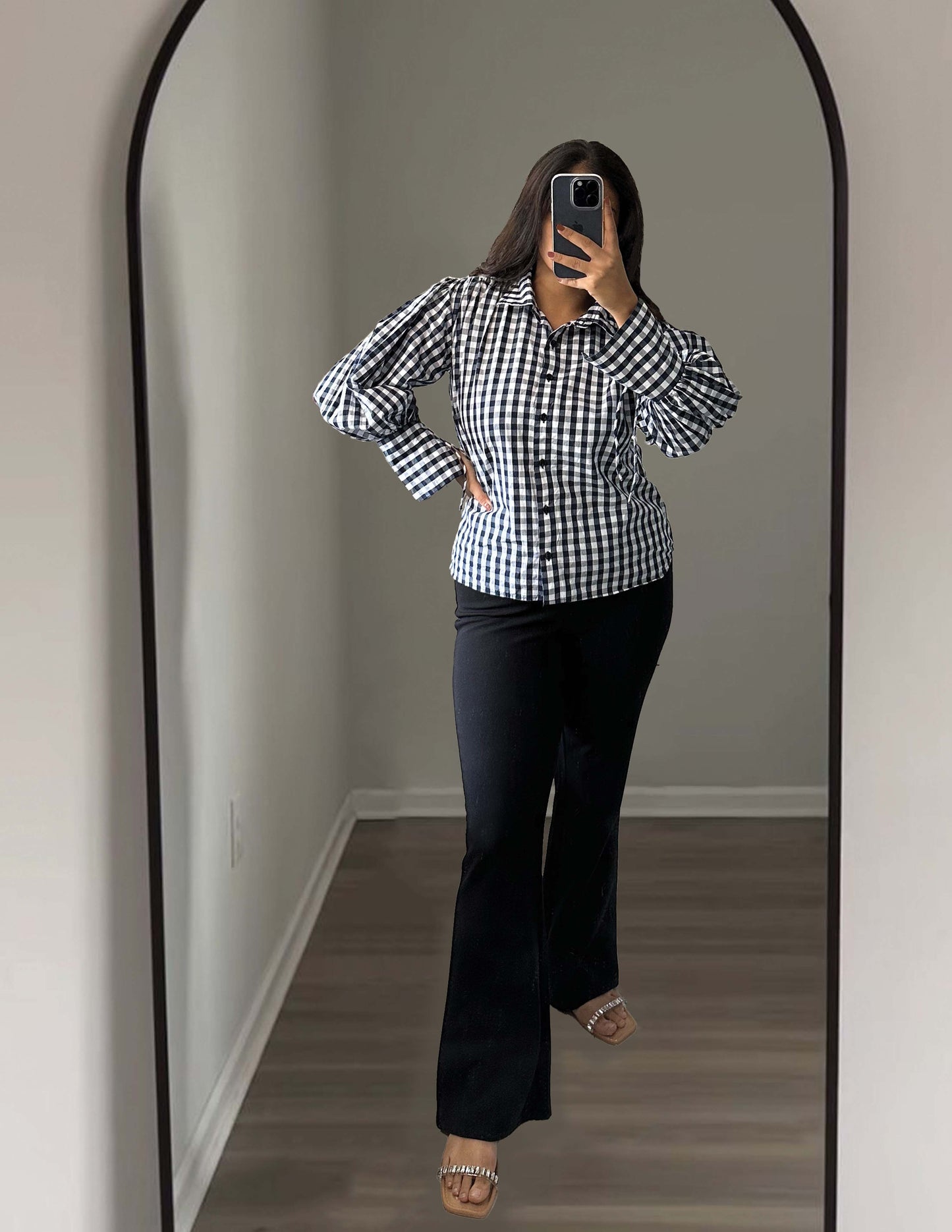 GINGHAM SHIRT- BLACK & WHITE