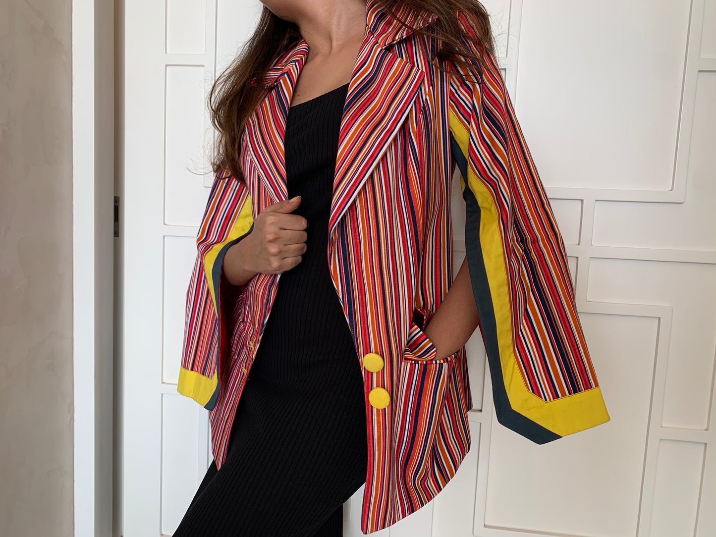 STRIPED BLAZER WITH SLITS