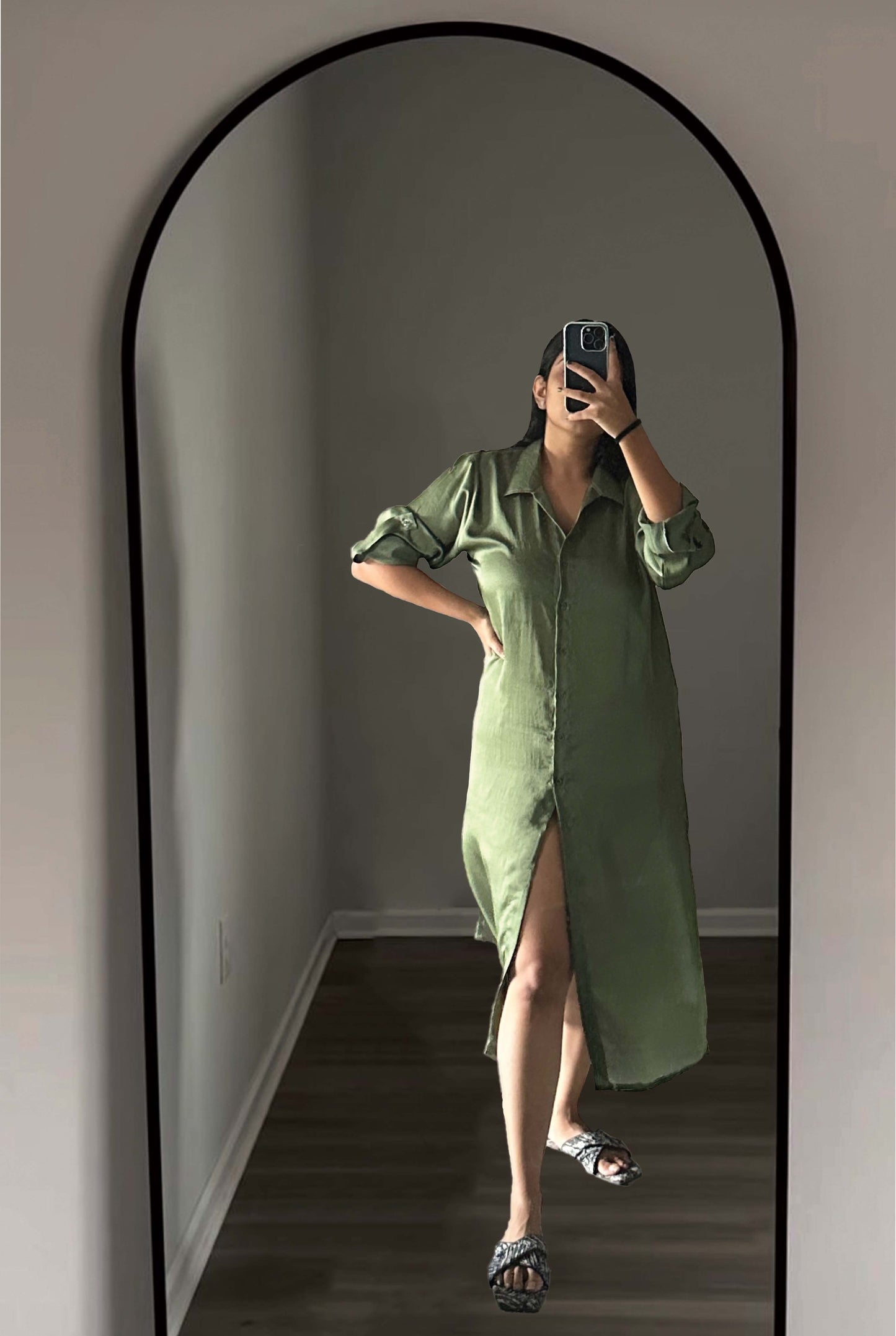 SOLID SHIRTDRESS - JET BLACK