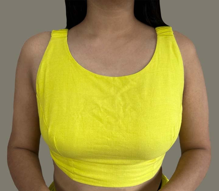 LINEN TOP - YELLOW-GREEN