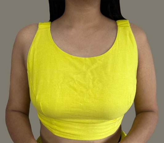 LINEN TOP - YELLOW-GREEN