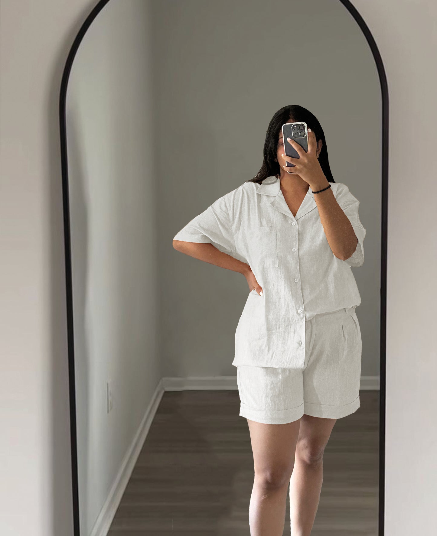 LINEN SHIRT & PLEATED SHORTS SET - LIGHT PURPLE