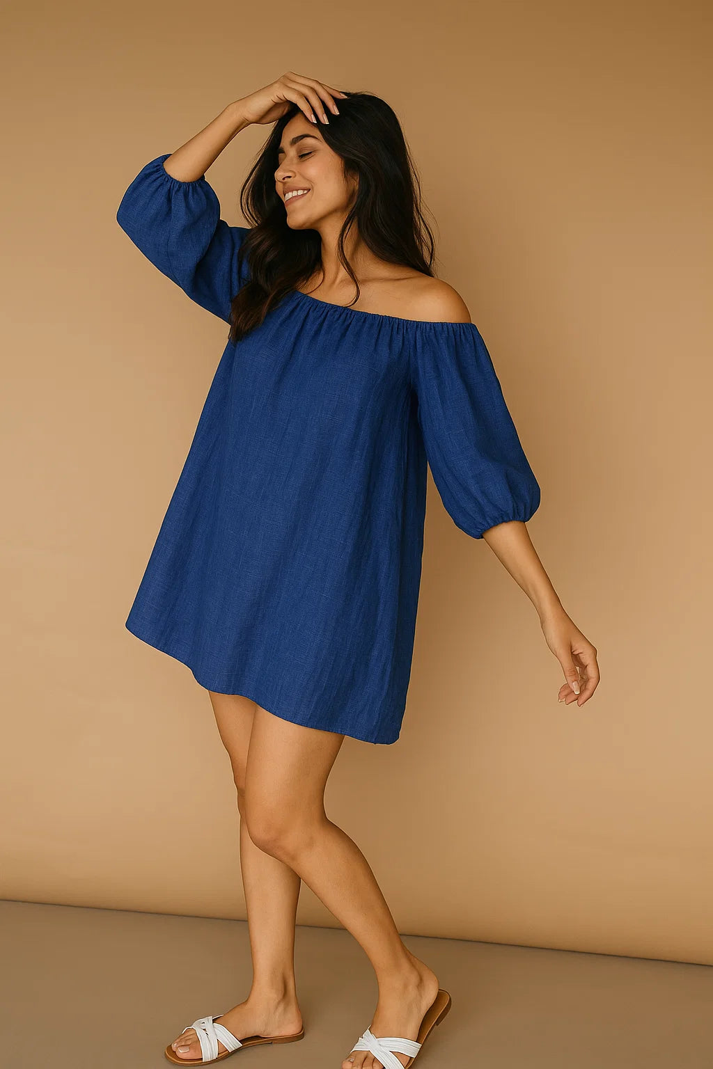 OFF-SHOULDER DRESS IN SOLIDS