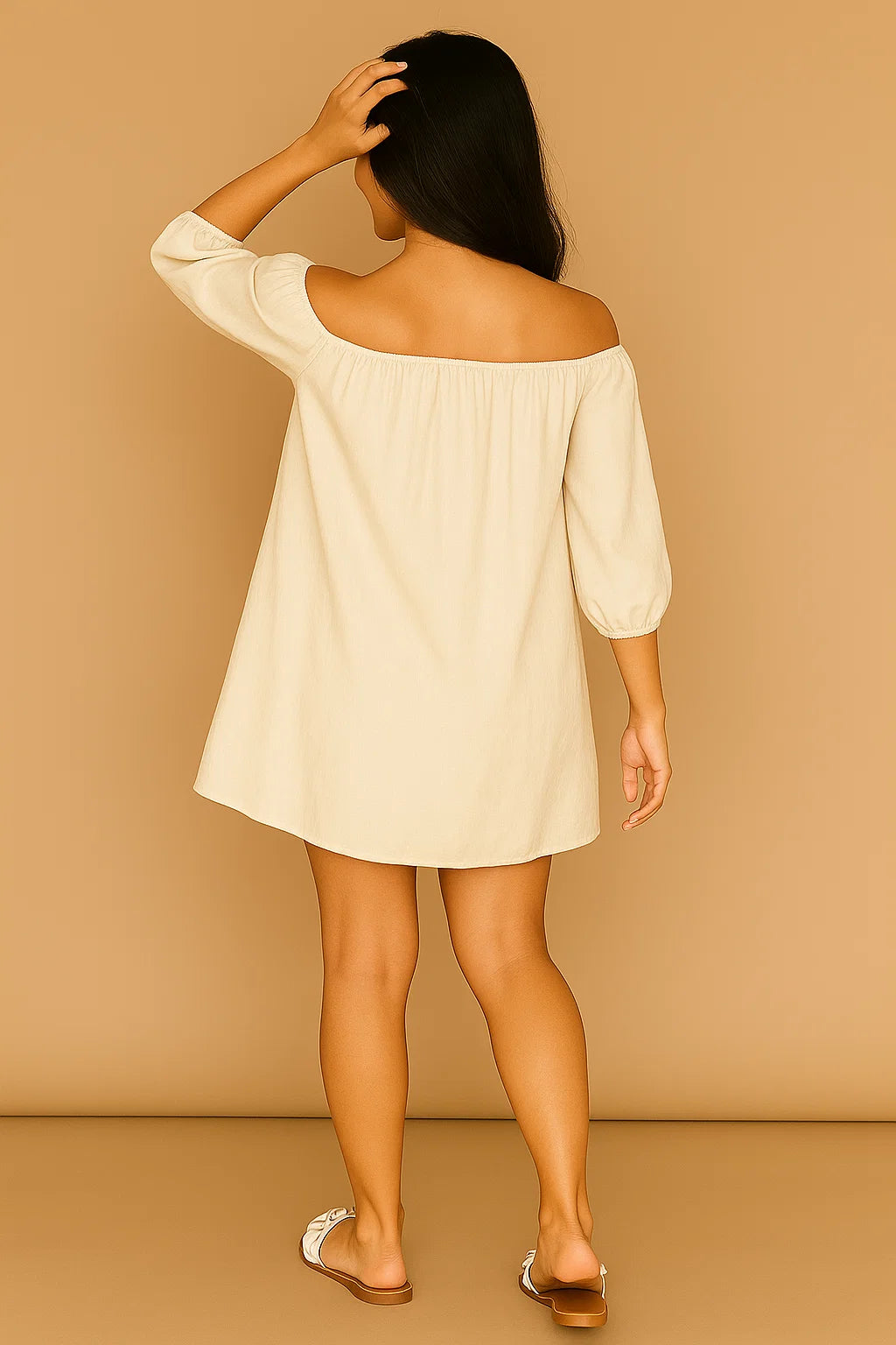 OFF-SHOULDER DRESS IN SOLIDS