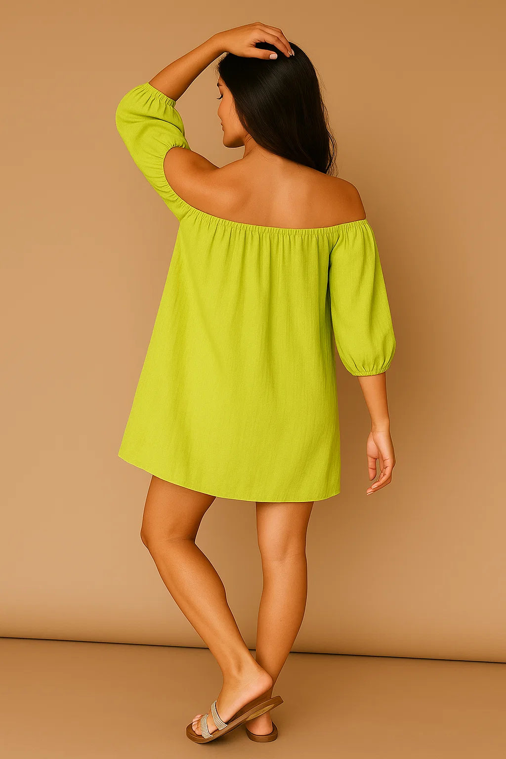 OFF-SHOULDER DRESS IN SOLIDS