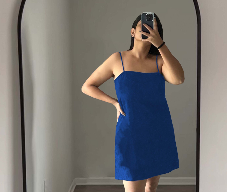 DRESS WITH THIN STRAPS - ASTROS NAVY