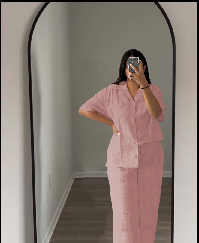 LINEN SHIRT & PLEATED TROUSER SET - CAPRI