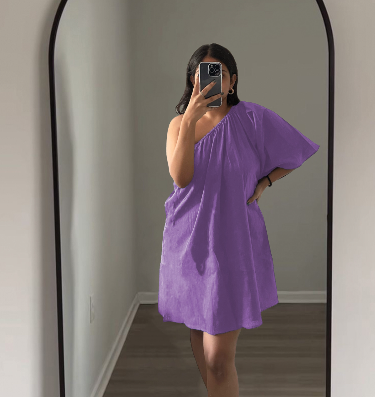 ONE SHOULDER DRESS - JET BLACK
