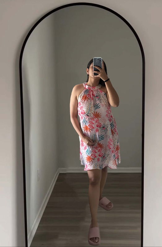 PRINTED PINK DRESS