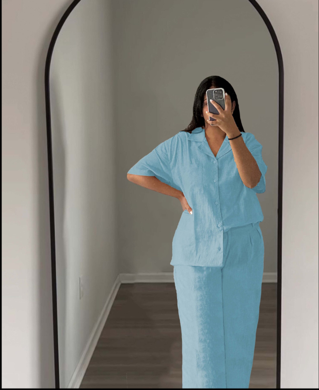 LINEN SHIRT & PLEATED TROUSER SET - CAPRI