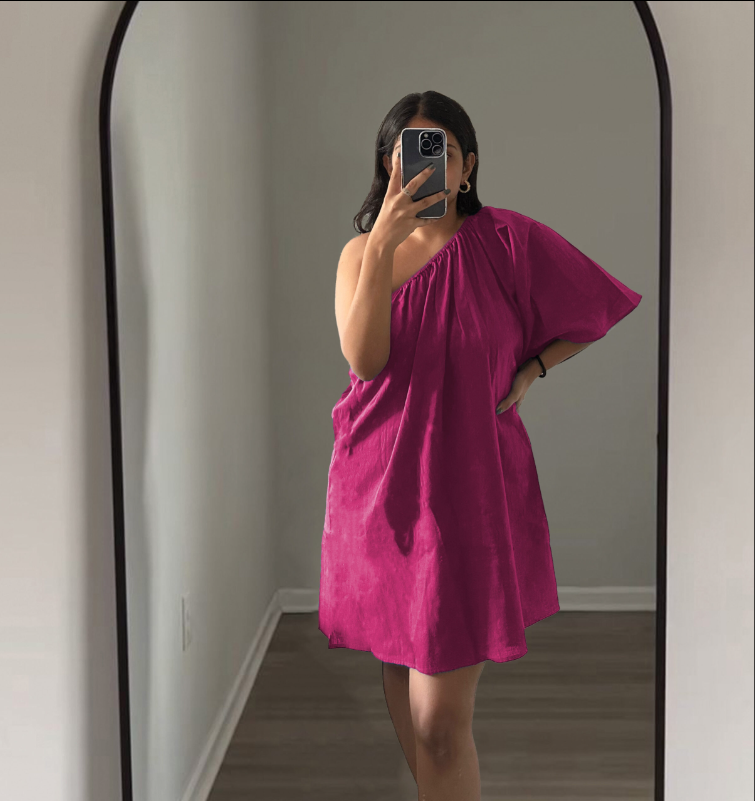 ONE SHOULDER DRESS - JET BLACK