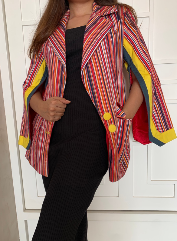 STRIPED BLAZER WITH SLITS