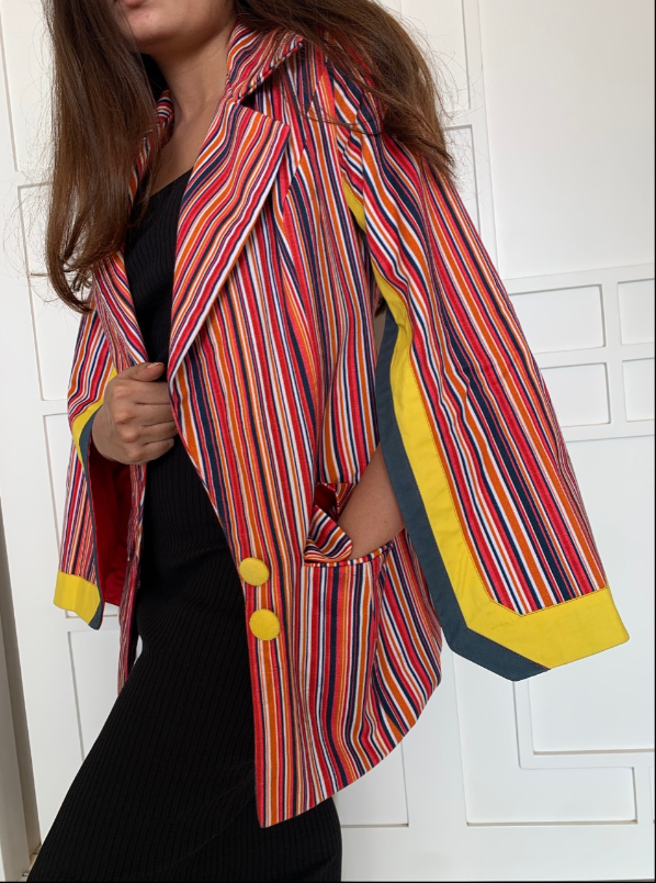 STRIPED BLAZER WITH SLITS