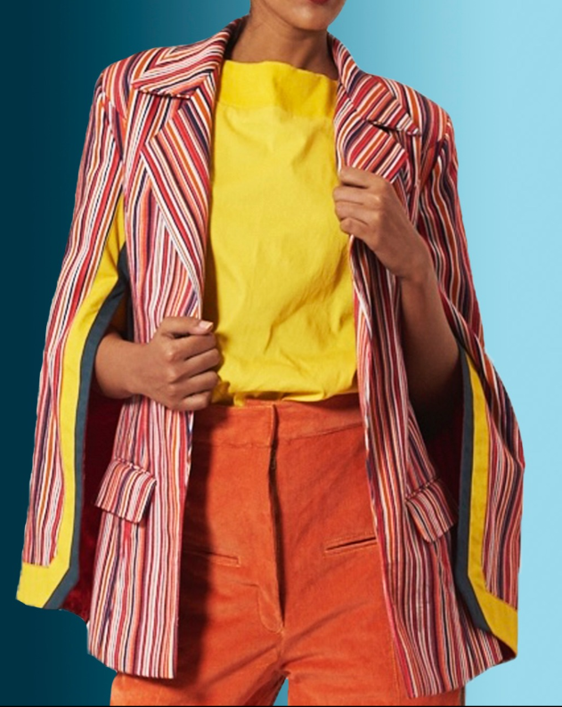 STRIPED BLAZER WITH SLITS