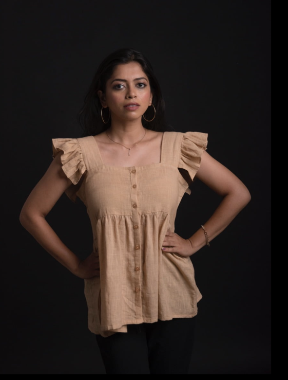 GATHERED MINT BLUE TOP - CELESTE BLUE