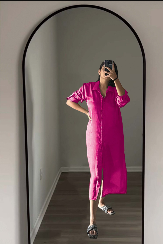 SOLID SHIRTDRESS - GREEN