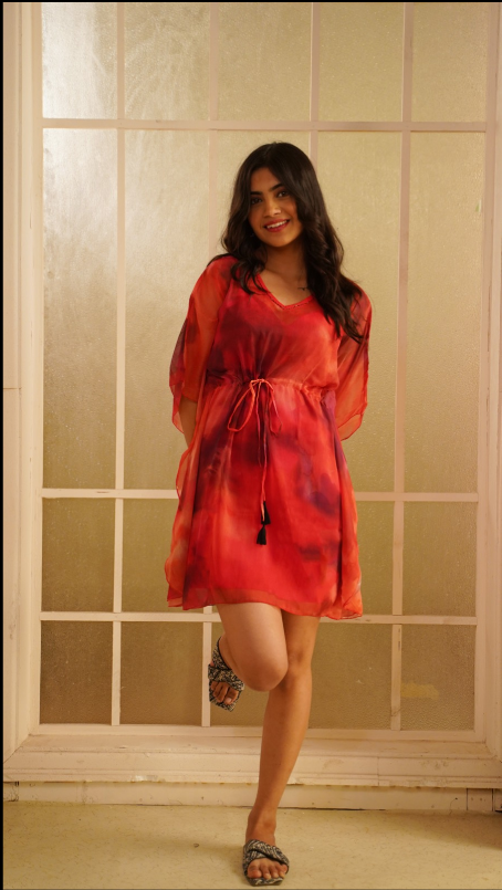 RED PRINTED KAFTAN
