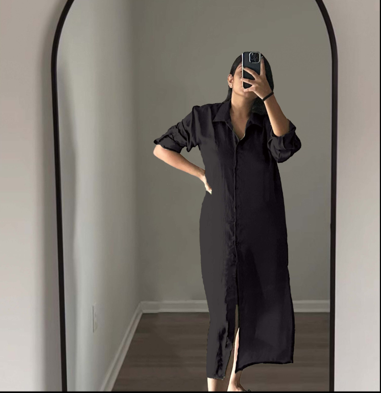 SOLID SHIRTDRESS - CERISE PINK