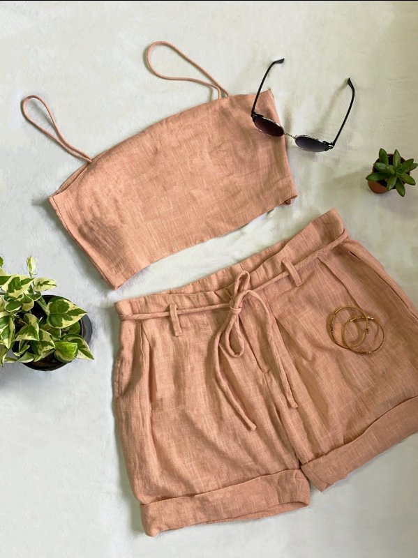LINEN SHORTS - ARTICHOKE GREEN