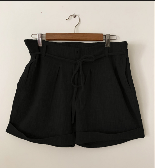LINEN SHORTS - JET BLACK