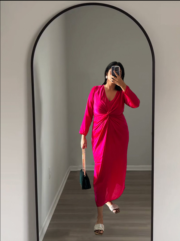 TWO TONE KNOT DRESS -  ARGENTINAN BLUE