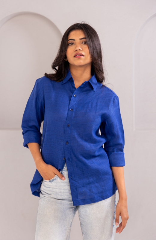LINEN VISCOSE SHIRT - PINK
