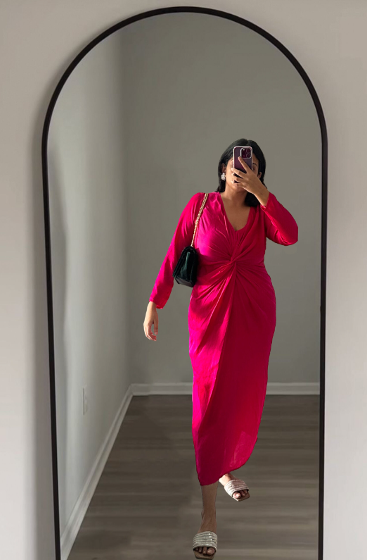 TWO TONE KNOT DRESS -  ARGENTINAN BLUE