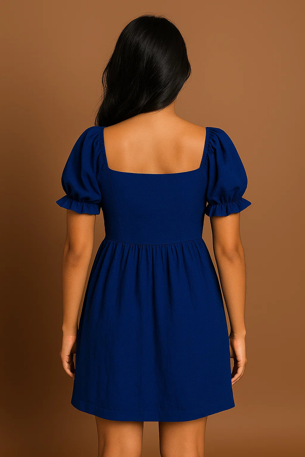 LINEN SHORT DRESS - ROYAL BLUE