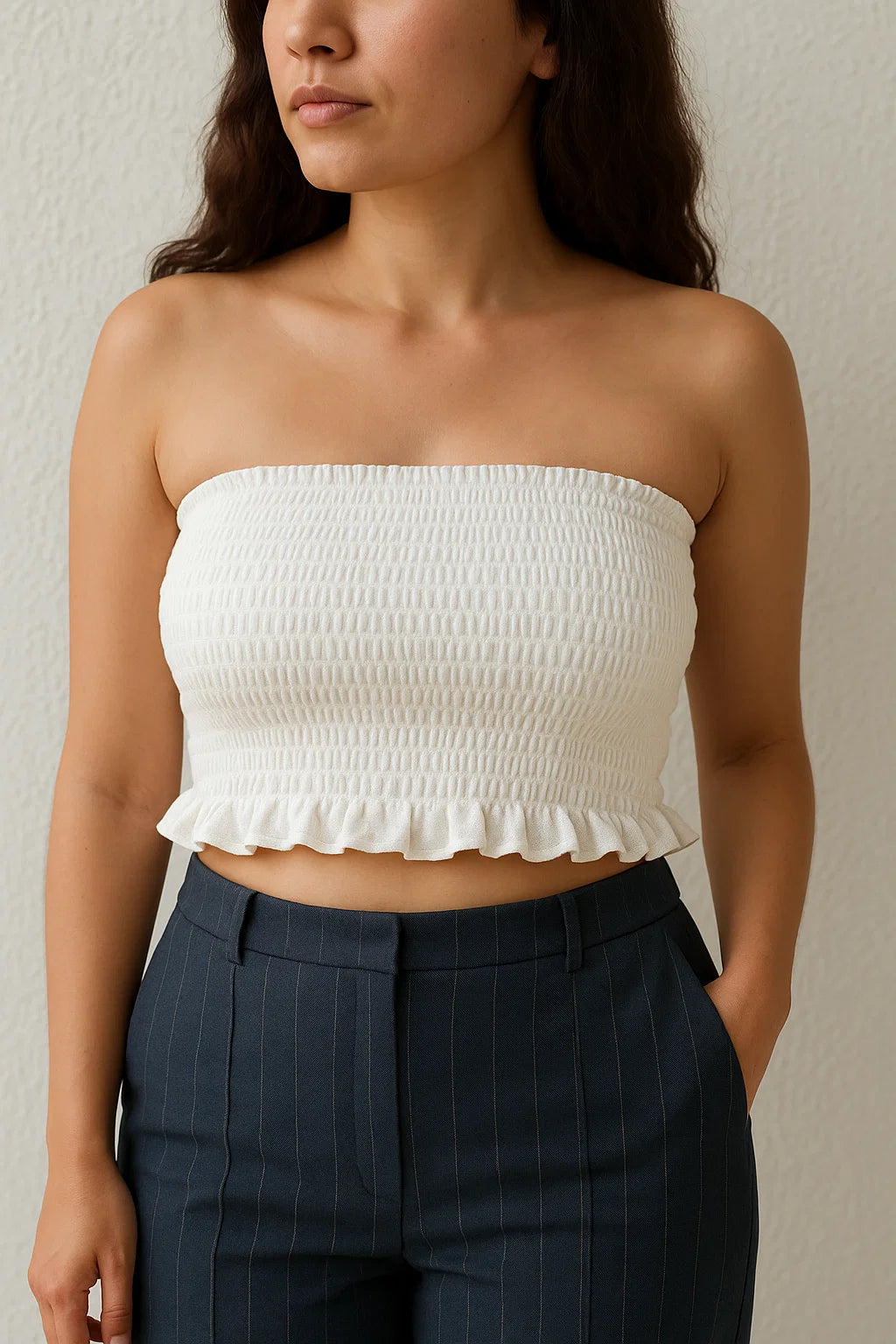 LINEN SMOCKED TOP - YELLOW CHECKERED COLOR
