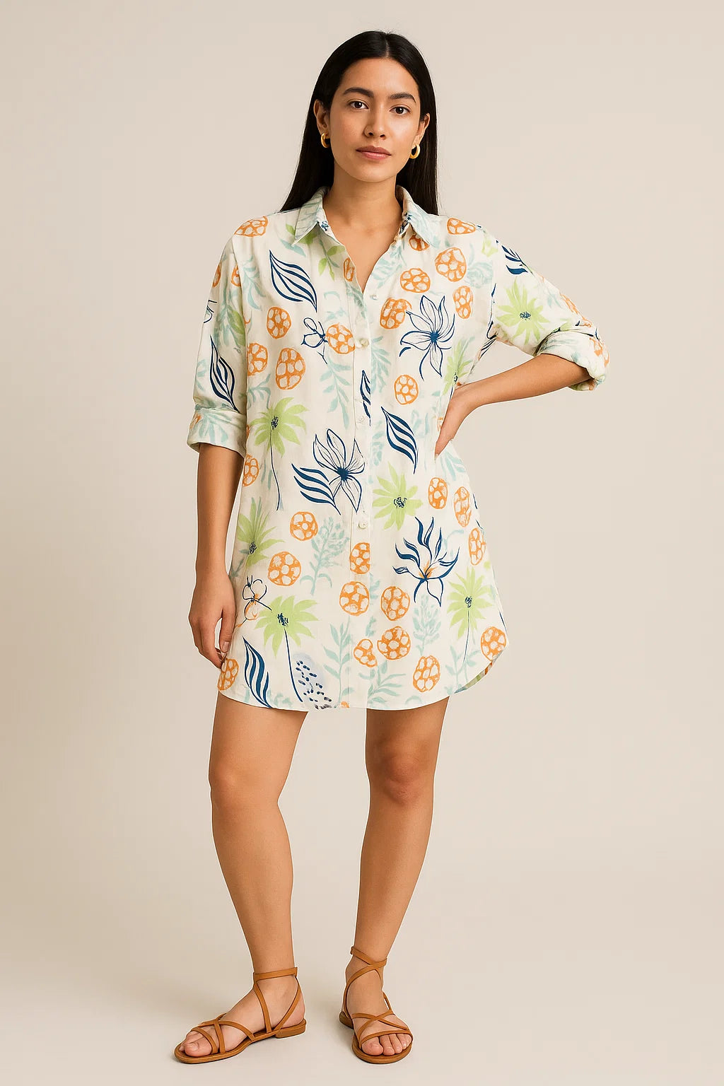 PRINTED SHIRTDRESS - RED