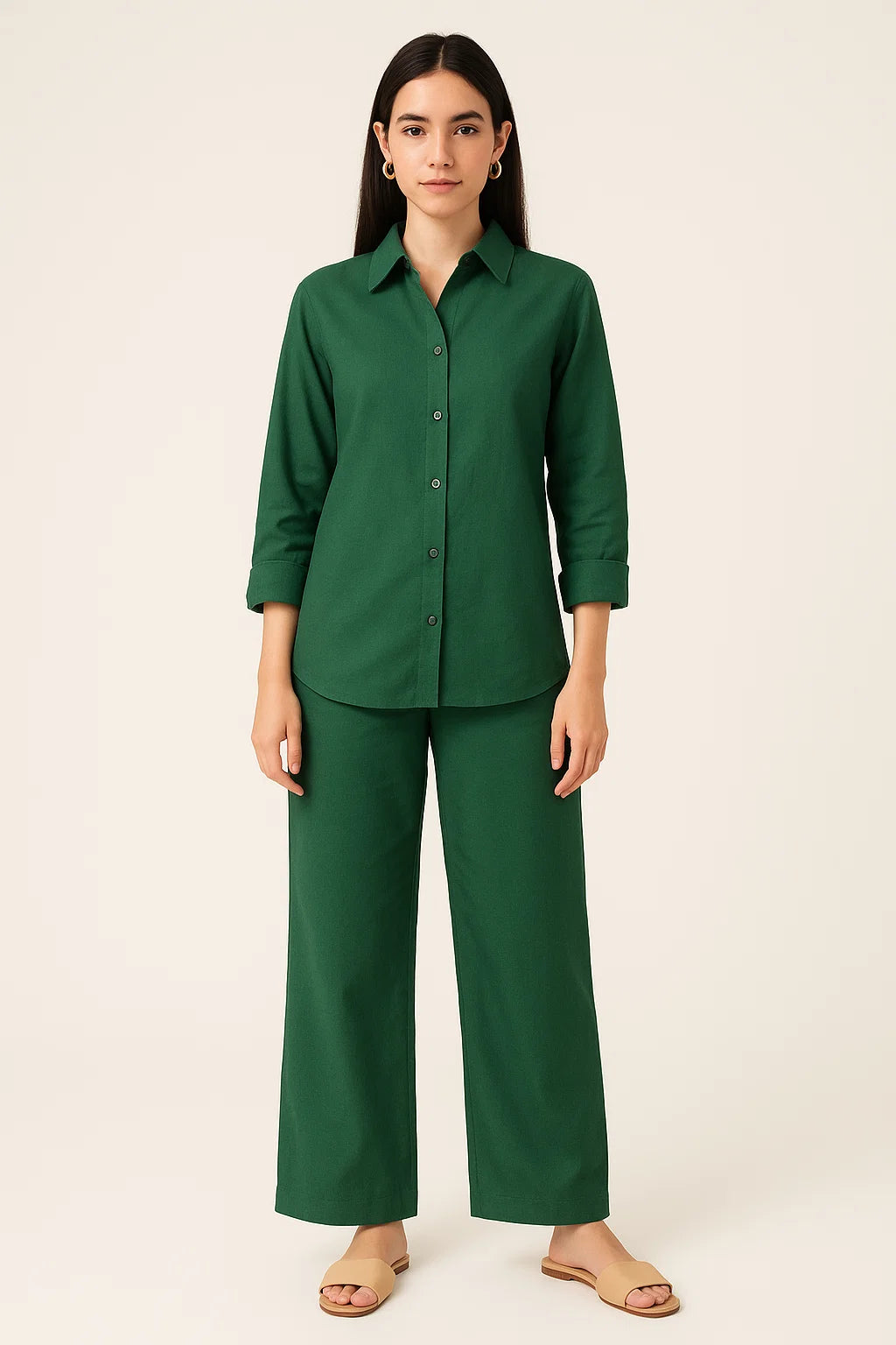 LINEN SHIRT & PALAZZO TROUSER SET - ROYAL BLUE